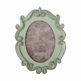 Vintage stílusú, ovális formájú, menta zöld színű asztali fényképtartó